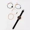 Armbandsur 2024 Watch Set 5st Fashion Casual Women Watches Leather Band Analog Quartz med Armband Relogio Femenino