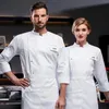 Jaqueta de chef de manga LG para homens e mulheres, casaco de cozinha, uniforme de garçom de restaurante o0CT #