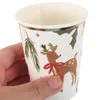 Copas descartáveis palhas 10 PCs Party Water Cup Paper Coffee Glass Canecas de Natal Banquetes de Holder