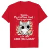 divertente gatto Shhhhh .... Il mio caffè e io stiamo avendo un momento Stampa T-shirt T-shirt estive Femme per abiti da donna Donna Top Tees p13U #