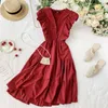 Zoki Elegante Frauen Midi Dr Fi Sommer Butt Eine Linie Sleevel Rüschen Butt Hohe Taille Weibliche Strand Vestidos Neue Q7Sx #