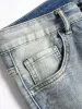 herr graffiti rippade denim korta jeans 2023 sommar ny fi casual smal stor hål retro stil denim shorts manliga märke kläder d4bj#