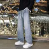 Nya män våren baggy jeans trend ins rakt lös elastisk midja casualstreetwear överdimensionerade breda benbyxor man 25 hg#