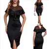 sexy Womens Spring Summer Mesh Raglan Sleeve Bodyc Midi Dr Ladies Casual Party Gown Club Clothing 2024 Plus Size 94Hg#