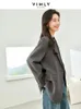 Vimly Korean Fi Grey Blazer For Women Elegancki prosty płaszcz dopasowany 2024 Spring Nowy w Lady Kurtki odzież M3880 76HA#