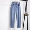 155kg Plus Size Jeans pour femmes Taille haute Slim Casual Loose Papa Pantalon Pantalon Hip 150-160 Noir Bleu 5XL 6XL 7XL 8sXL 9XL 05dH #