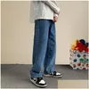 Jeans da uomo Uomo Autunno Streetwear Baggy Moda coreana Pantaloni larghi dritti a gamba larga Abbigliamento di marca maschile Nero Azzurro Goccia Deliv Dhl02