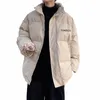 M-3XL Tinta unita Lg manica giacca imbottita coreano Fi Streetwear Parka uomo Zipper Fly Frt Stand collare Abbigliamento invernale Z9Lg #
