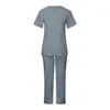 ladies Scrub Top And Pants Set Work Wear Classic V-Neck High Quality Laboratory Work Wear Beauty Sal Scrub Top And Pant Set Q7cg#