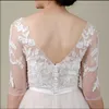 lace Appliques Wedding Shawl Bolero Wedding Jacket Bridal 3/4 Sleeve White Ivory Top Coat z7Hd#