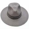 Sombrero de paja de ala ancha Ocio Gorra de verano Jazz Panamá Moda Sol de viaje para mujeres Hombres Estilo simple Regalo de papá 240326