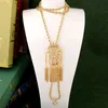 Algerian Wedding Necklace Long Chain Gold Plated Tassels Pendant with Crystals Arabic Women Shoulder Chest Jewelry 240329