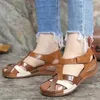 Sandals Open toe womens summer fashion retro plus size shoes wedge buckle sandals Zapatos De jer footwear H240328