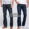 Jeans masculinos homens boot corte ligeiramente queimado slim fit azul preto designer clássico masculino estiramento gota entrega vestuário roupas dhwcd