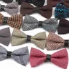 Bow Ties New Cotton Bow Tie Classic Plaid Bowtie For Men Women Business Wedding Bowknot Vuxen Herr Bowties Cravats Yellow Red Tie Y240329