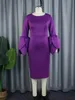 Roxo Midi Dres para Mulheres Plus Size O Pescoço LG Ruffles Manga Elegante Formal Ocn Aniversário Convidado Do Casamento Vestidos de Noite m9hQ #