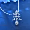 Custom Delicate Designer Minimalist Diamond Vvs for Women 925 Sterling Silver Christmas Tree Necklace