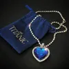 Titanic coeur d'océan bleu coeur amour pour toujours pendentif collier sac en velours Y1218291l