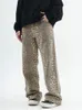 baggy leopardo impressão jeans mulheres oversized casual hip pop em linha reta perna larga calças tendência cintura alta pantera denim calças senhoras l2uq #