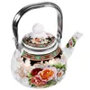 Dinnerware Sets Enamel Pot Tea Serving Water Kettle Big Flower Kettles Stovetop For Loose Teapot Camping