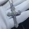 choucong Mode Großes Kreuz Anhänger 5A Cz Gold Gefüllt 925 Silber Party Hochzeit Anhänger mit Halsketten für Frauen Männer schmuck310d