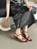 Sandały modne kobiety czarne/srebrne/wino czerwone sukienki letnia buty cienkie środkowe obcasy imprezowe slajdy z paskiem kostki klamra rozmiar 35-39