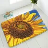 Bath Mats Sunflower Flower Mat Floral Plant Shower Room Kitchen Bedroom Floor Rug Doormat Flannel Non-Slip Carpet Home Decor Washable