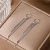 Boucles d'oreilles en argent Sterling 925, Long cercle, frange, ligne d'oreille, réseau de sens senior, Niche rouge, amincissante, été