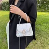 Shoulder Bags Fashion Women Net Yarn Flower Lace Embroidery Crossbody Messenger Bag Casual Ladies Pearl Chain Mini Flap 2024
