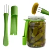 Fourchettes Fourchette de mise en conserve Ensemble de cornichons en acier inoxydable Outil de saisie d'anneau Gadget de cuisine pour un accès facile aux pots 2 olives rapides