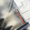 Pantaloncini di jeans elasticizzati moda uomo estate Retro High Street Style Old Slim Fit Jeans corti Splicing Design 98% cotone Marca 240327