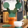 Tapetes de mesa criativos diy cactus antiderrapante isolamento térmico eco-friendly tapete de chá armazenamento doméstico desktop ornamentos multifuncionais