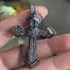 Hip Hop Retro Cross Wiselant Modna biżuteria 925 Silverblack Gold wypełnienie Lucky Women Wedding 5a White Clear Cz Diamentowy Naszyjnik 248B