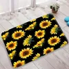 Bath Mats Black Fabric Flower Printing Sunflower Daisy Flannel Home Non-slip Carpet Modern Art Design Bedroom Kitchen Floor Mat