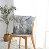 Pillow Grey And Silver Marble Polyester Cover For Livingroom Chair Decorative Soft