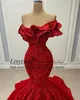 Arabisch aso ebi luxueuze mermaid prom dres 2022 kanten kralen mouwnevel avond dres formeel feest secd recepti jurken r47h#