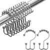 Duschvorhänge, 12 Stück, Rollerball-Vorhangringe, rostfrei, für Fenster, Edelstahl, Rollengleithaken, Badezimmer-Zubehör