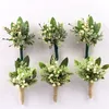 CORSAGGI GREEN GREED GREEN ERANTE E DOUTNIERE BRIDE DEI DEI DRIVI DELLA Foglie verde scuro Foglie di canapa Fr Bouquet 5965#