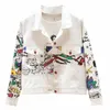 carto Graffiti Print Denim Jackets Women's Spring Autumn 2024 Fi New White Jean Jacket Female Korean Sweet Top Outerwear 466p#