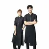 Sıradan Müzik Restoran Garson Sonbahar Kış Lg-Sleeve Çalışma Giysileri Erkek ve Kadınlar Siyah Gömlek Fransız Batı J0BX#