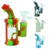 4.5 inch Hookahs Silicone Bong Water Pipes Unbreakable Mini Silicone Oil Rigs Bubbler bongs With Glass Bowl