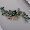 green Rhinestes Wedding Head Jewelry Red Bridal Hair Accories Blue Bridesmaide Headdr Gold Hair Comb For Women Ornaments 97Yi#