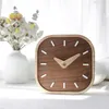 Horloges de table Noyer noir Minimaliste Bureau Horloge Chevet Muet Mini Petit Creative Décoratif