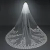 3,8 mètres Lg Fi mariée cathédrale blanche voile dentelle exquise grande queue voile de mariage marier voile avec peigne accessoires w9Fh #