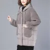 2022 Novo inverno Down Cott Parker Mulheres encapuzadas casaco de comprimento médio solto Casual Cosual Costura Parka Jackets Ladies Outwear M7NU#