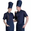 Restauracja Cook Clothing 2024 Letni cienki botto kuchenny płaszcz Mężczyźni i kobiety Catering Prace z krótkim rękawem Tani Chefs Kurtka J7DA#