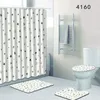 Rideaux de douche 2024 Tapis antidérapants Couverture de couvercle de toilette et tapis de bain Salle de bain imperméable avec crochets 4 pièces Pad