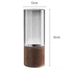 Vases Flower Vase Clear Glass With Wood Base Home Decor Cylinder For Centerpieces