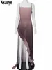 Casual Kleider Chic Rüschen Sexy Gradient Frauen Strap Backless Langes Kleid Sommer Kleidung Club Abend Mode Elegante Party 2024