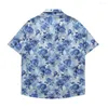 Chemises décontractées pour hommes Hommes Chemise hawaïenne Hip Hop Streetwear Fleur Plante Imprimer Blue Beach Manches courtes Femmes Y2K Aloha Thin Tops Unisexe